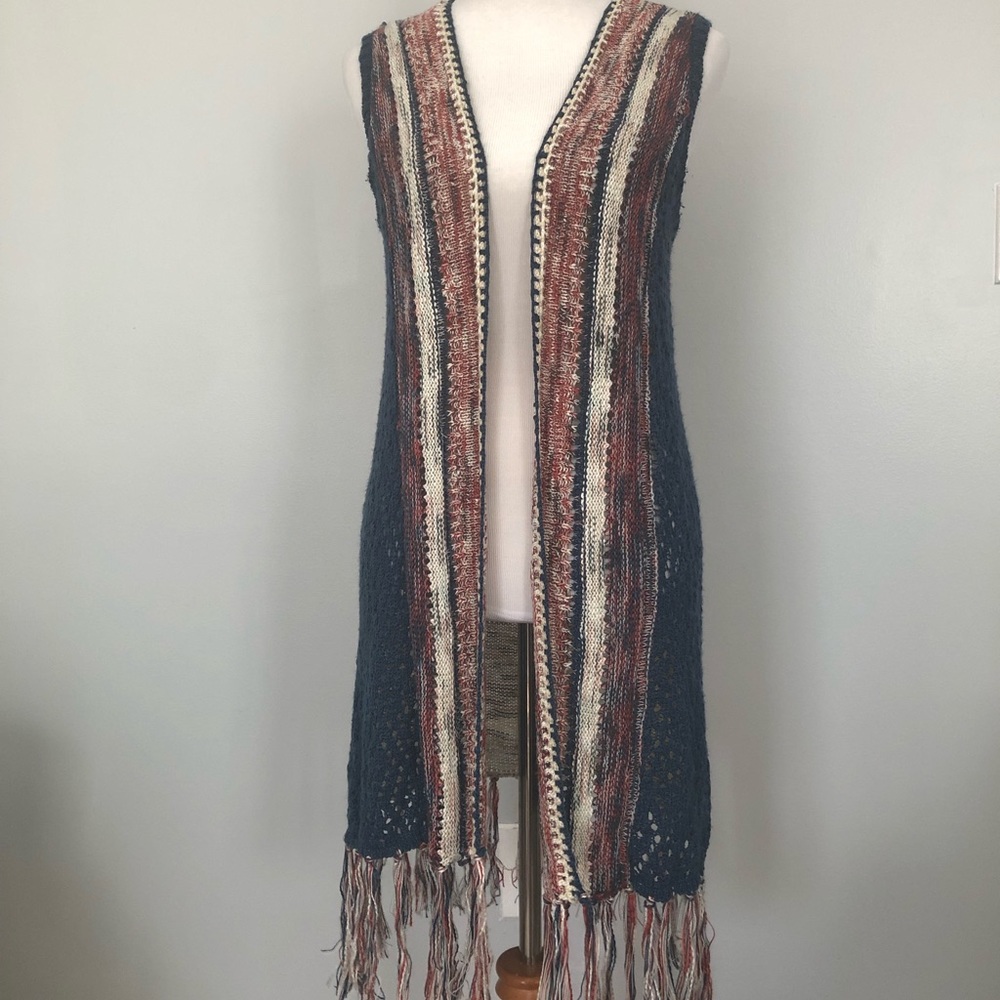 Boho fringed sweater vest
